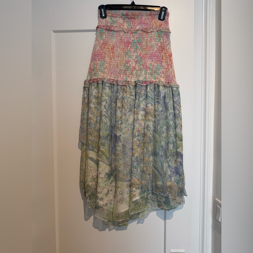 LoveShackFancy Pastel Floral Maxi Skirt